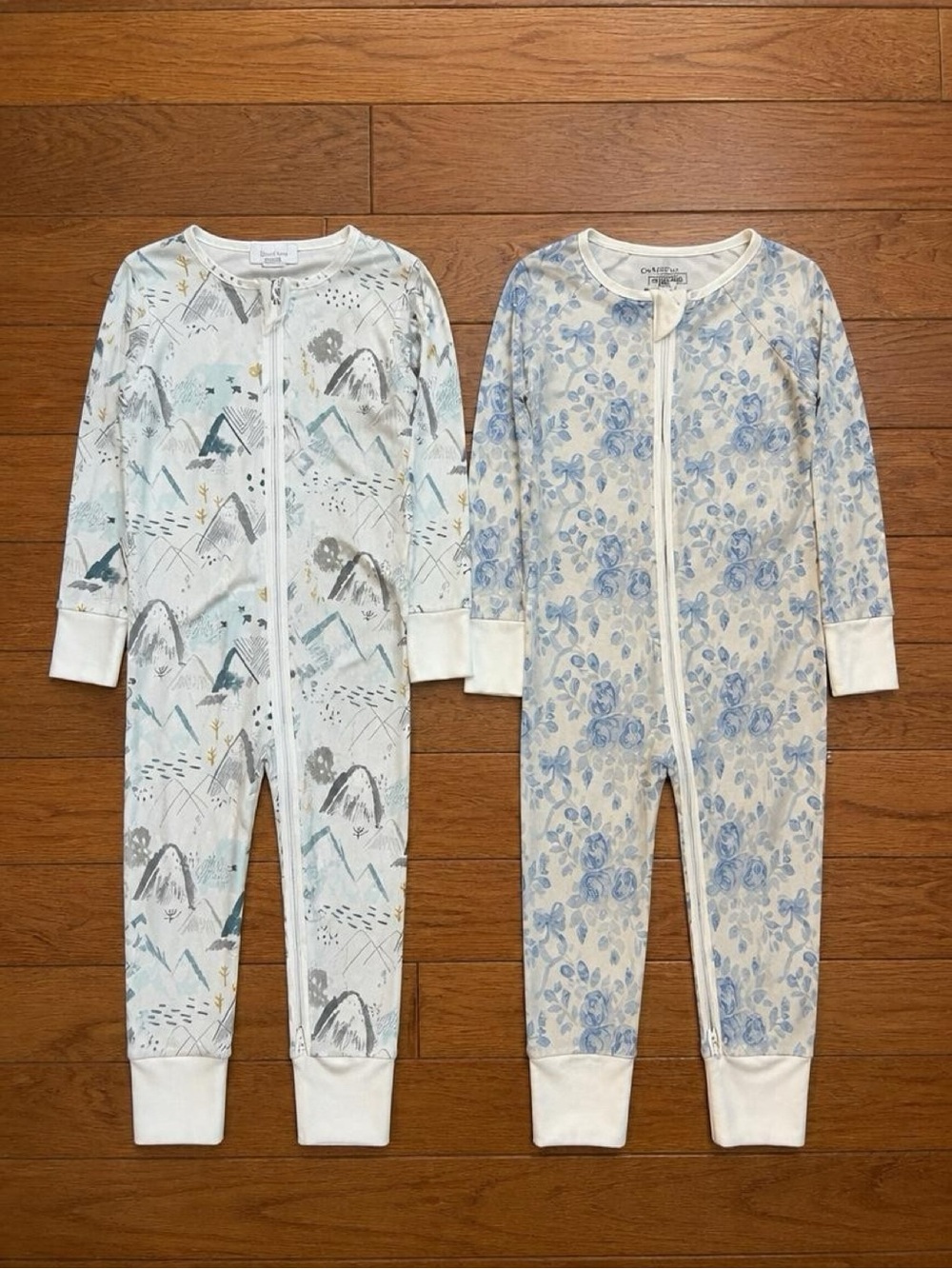 Angel Dear & Caden Lane Baby Zip Romper Pajamas Bundle 6-12M / 6-9M Bamboo
